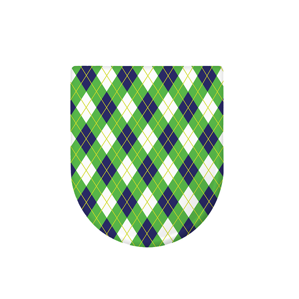 Green Navy And White Argyle Print Toilet Lid Cover