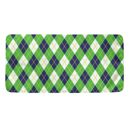 Green Navy And White Argyle Print Towel