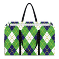 Green Navy And White Argyle Print Utility Tote Bag