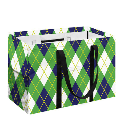 Green Navy And White Argyle Print Utility Tote Bag