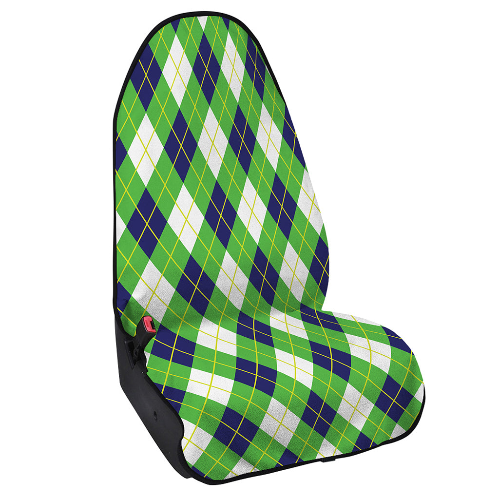 Green Navy And White Argyle Print Waterproof Car Seat Cover
