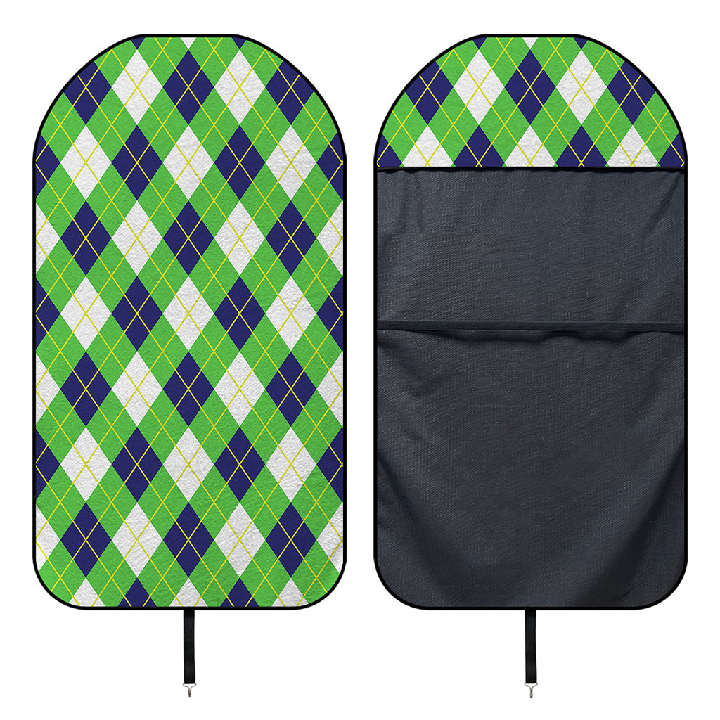 Green Navy And White Argyle Print Waterproof Car Seat Cover