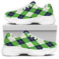 Green Navy And White Argyle Print White Chunky Shoes