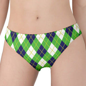 Green Navy And White Argyle Print Women's Panties