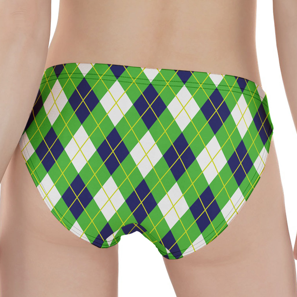 Green Navy And White Argyle Print Women's Panties