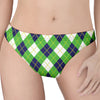 Green Navy And White Argyle Print Women's Thong