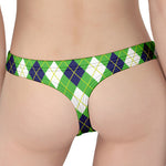 Green Navy And White Argyle Print Women's Thong