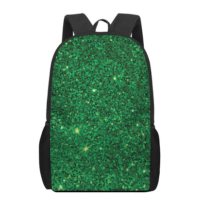 Green (NOT Real) Glitter Print 17 Inch Backpack