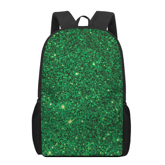 Green (NOT Real) Glitter Print 17 Inch Backpack