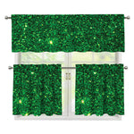 Green (NOT Real) Glitter Print 3 Piece Kitchen Curtains