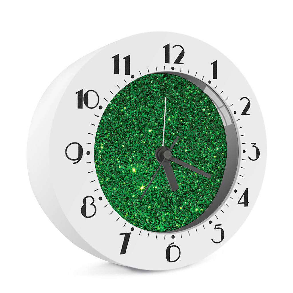 Green (NOT Real) Glitter Print Alarm Clock