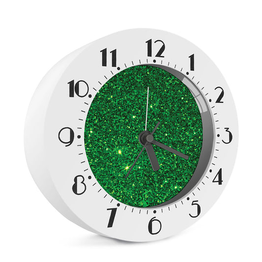 Green (NOT Real) Glitter Print Alarm Clock