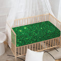 Green (NOT Real) Glitter Print Baby Crib Sheet