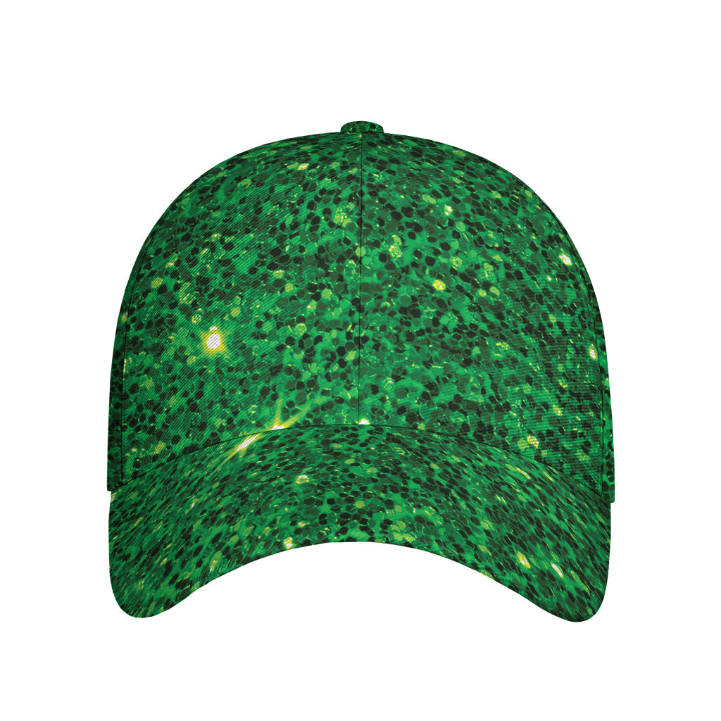 Green (NOT Real) Glitter Print Baseball Cap