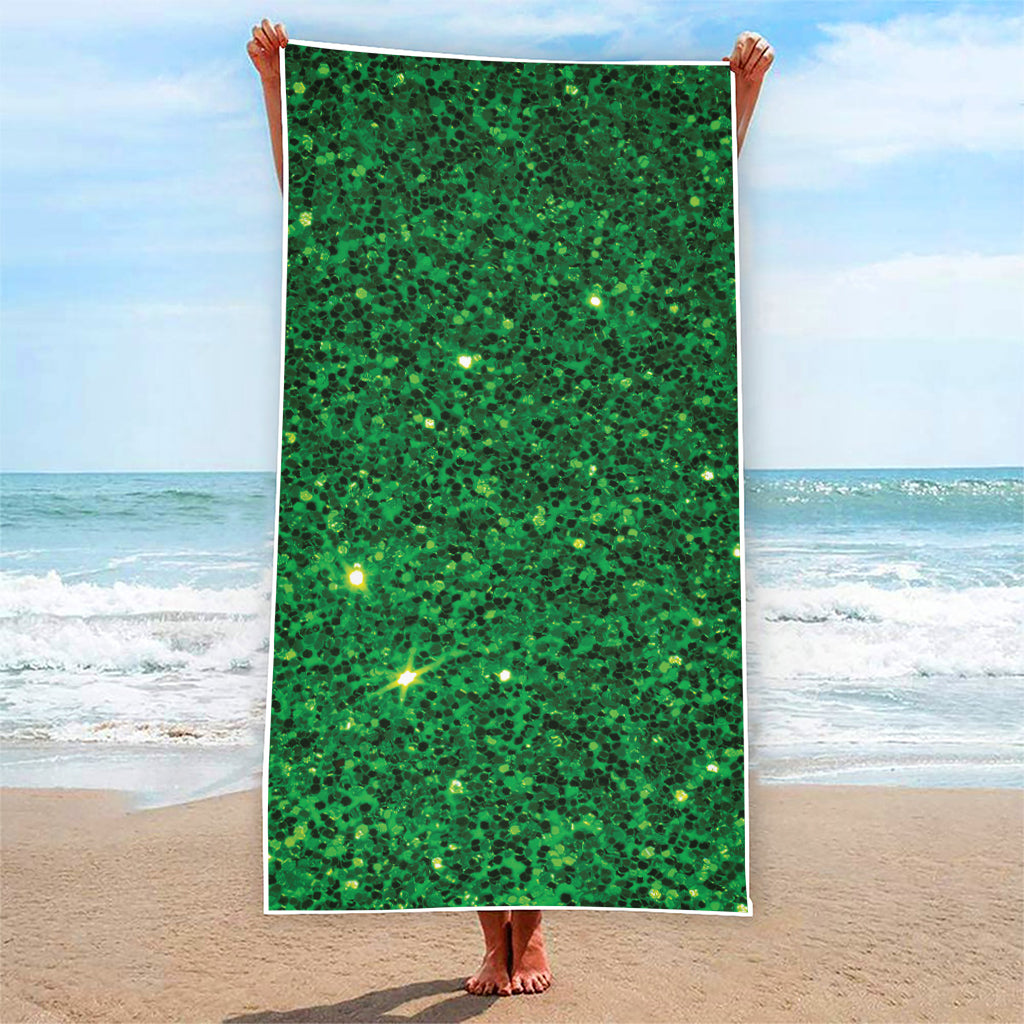 Green (NOT Real) Glitter Print Beach Towel