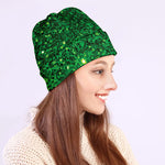 Green (NOT Real) Glitter Print Beanie
