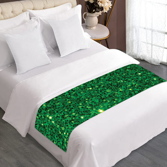 Green (NOT Real) Glitter Print Bed Runner