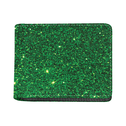 Green (NOT Real) Glitter Print Bifold Wallet
