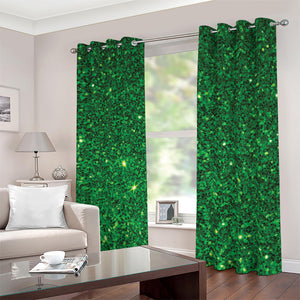 Green (NOT Real) Glitter Print Blackout Grommet Curtains