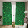 Green (NOT Real) Glitter Print Dimout Pencil Pleat Curtains