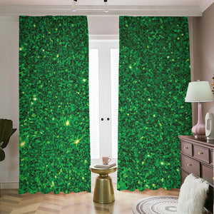 Green (NOT Real) Glitter Print Blackout Pencil Pleat Curtains