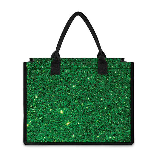 Green (NOT Real) Glitter Print Canvas Tote Bag
