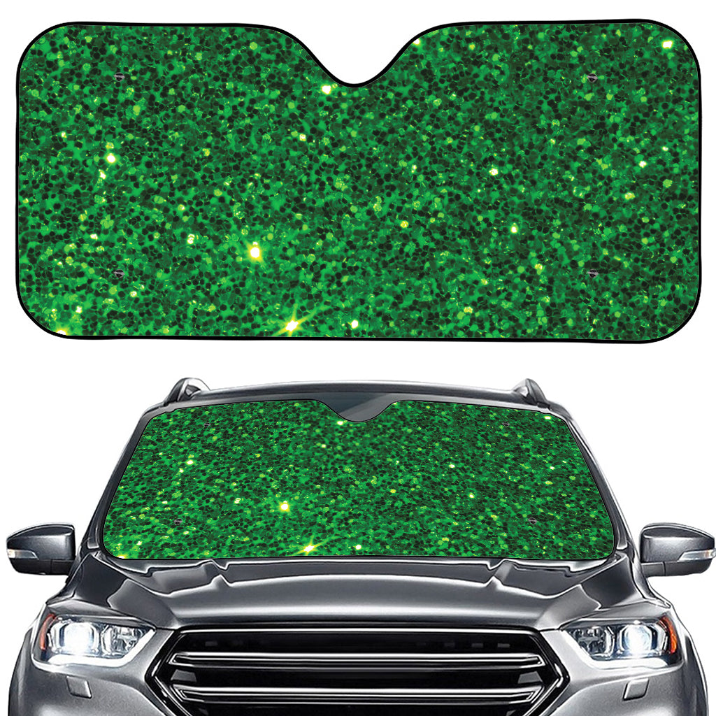 Green (NOT Real) Glitter Print Car Windshield Sun Shade