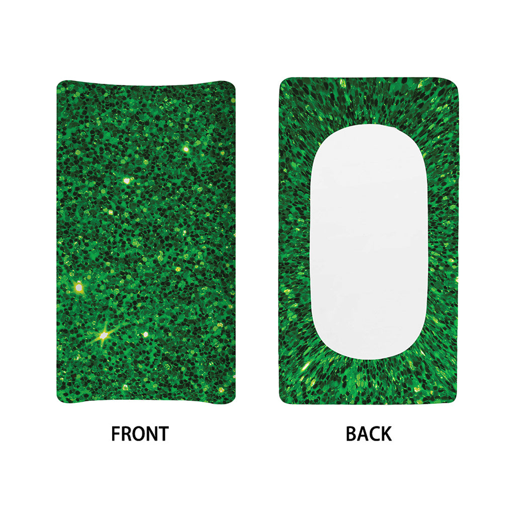 Green (NOT Real) Glitter Print Changing Pad Cover