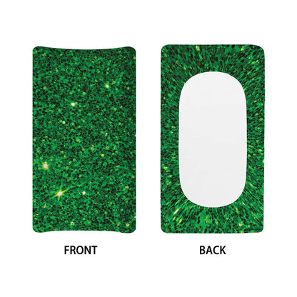 Green (NOT Real) Glitter Print Changing Pad Cover