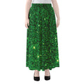 Green (NOT Real) Glitter Print Chiffon Maxi Skirt