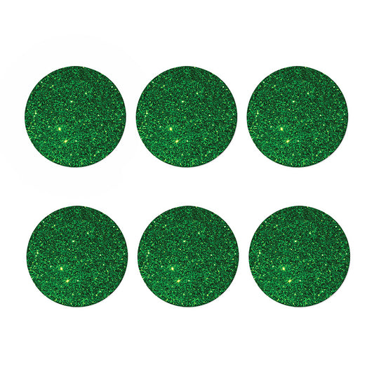 Green (NOT Real) Glitter Print Coaster Set