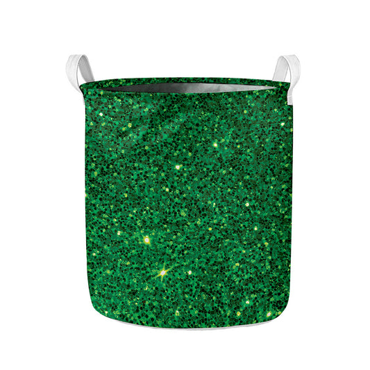 Green (NOT Real) Glitter Print Collapsible Laundry Basket