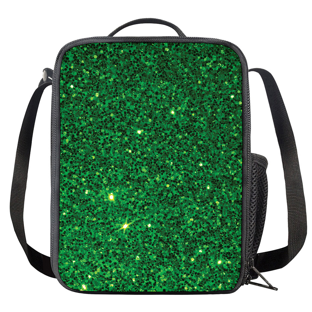 Green (NOT Real) Glitter Print Crossbody Lunch Bag