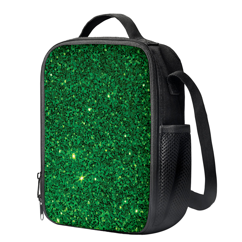 Green (NOT Real) Glitter Print Crossbody Lunch Bag