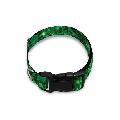 Green (NOT Real) Glitter Print Dog Collar