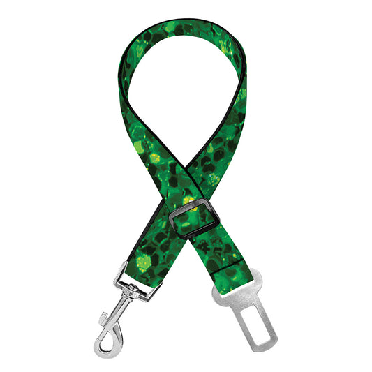 Green (NOT Real) Glitter Print Dog Seat Belt