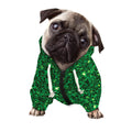 Green (NOT Real) Glitter Print Dog Zip Up Hoodie