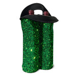 Green (NOT Real) Glitter Print Double Neoprene Wine Tote