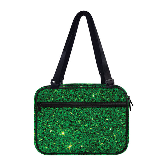 Green (NOT Real) Glitter Print Double Strap Bible Bag