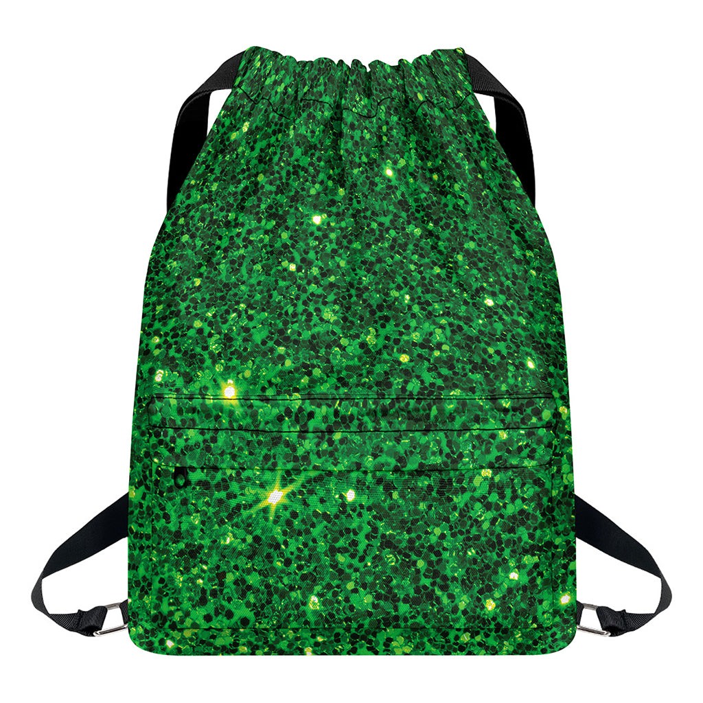 Green (NOT Real) Glitter Print Drawstring Backpack
