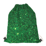 Green (NOT Real) Glitter Print Drawstring Bag