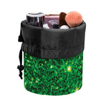 Green (NOT Real) Glitter Print Drawstring Makeup Bag