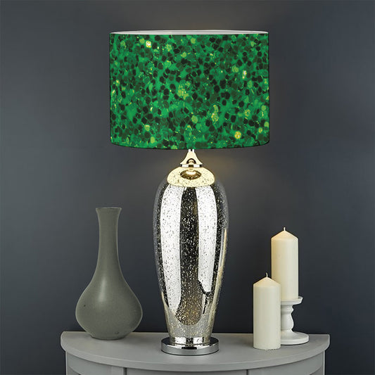 Green (NOT Real) Glitter Print Drum Lamp Shade