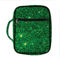Green (NOT Real) Glitter Print Front Pocket Bible Bag