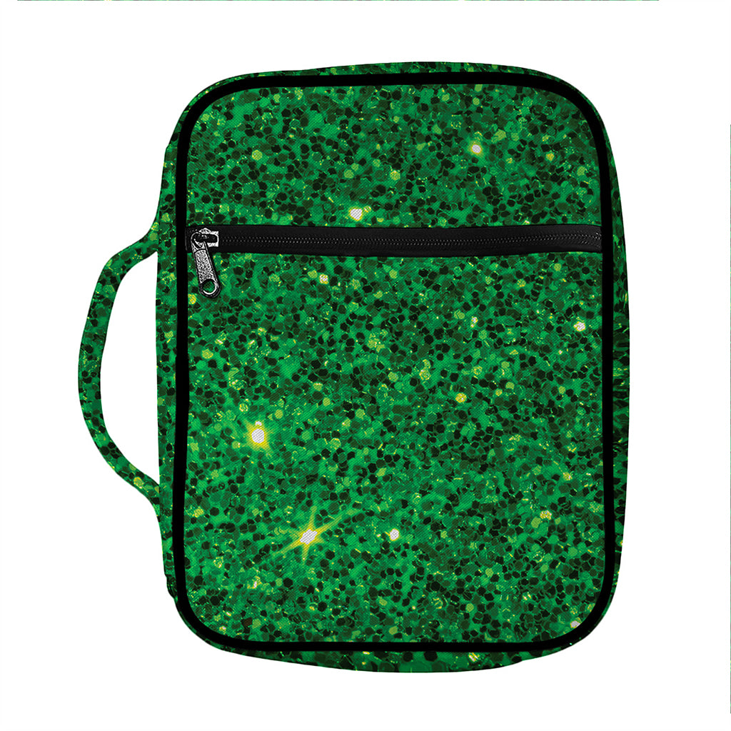 Green (NOT Real) Glitter Print Front Pocket Bible Bag