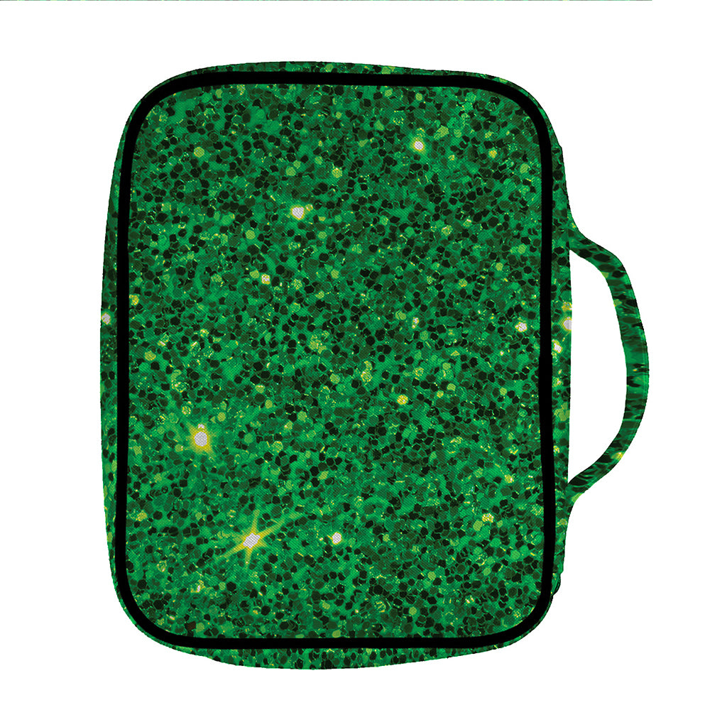Green (NOT Real) Glitter Print Front Pocket Bible Bag