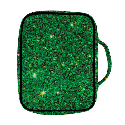 Green (NOT Real) Glitter Print Front Pocket Bible Bag