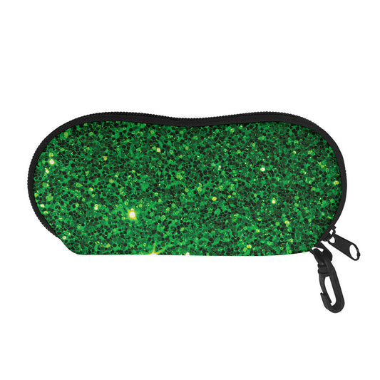 Green (NOT Real) Glitter Print Glasses Case