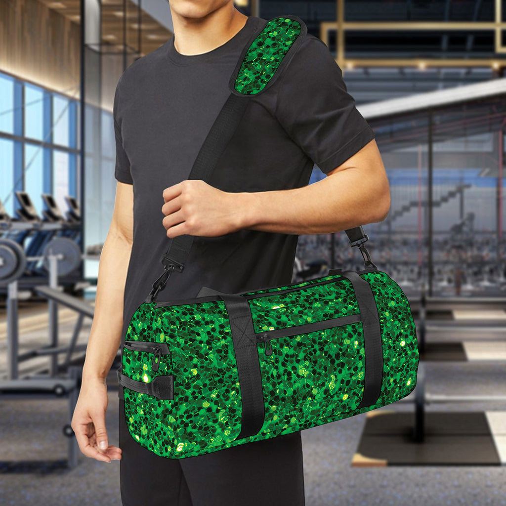 Green (NOT Real) Glitter Print Gym Bag