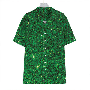 Green (NOT Real) Glitter Print Hawaiian Shirt